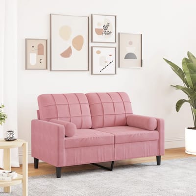 vidaXL - Tweezitsbank - met - sierkussens - 120 - cm - fluweel - roze
