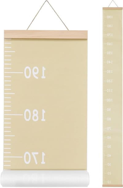 Groei Meter voor Kinderen, Muursticker Meetlat, Baby Groei Tabel, Hoogtemeter voor Kinderkamer Decoratie, Meetlat voor Jongens en Meisjes, Houten en Canvas Materiaal