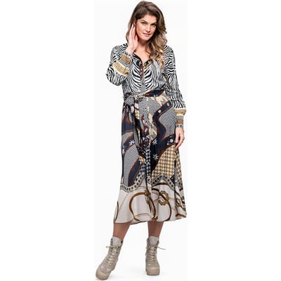 Mucho Gusto Dress Louvain Long Blue And Zebra Maat: S | Blousejurken Outlet | Dames | Blauw