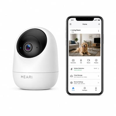 MEARI S1 Plus AI Beveiligingscamera binnen - Huisdiercamera met app -Beveiligingscamera's - Wifi Camera APP - 2K - QHD - Volgt beweging en geluidsdetectie - Bewakingscamera
