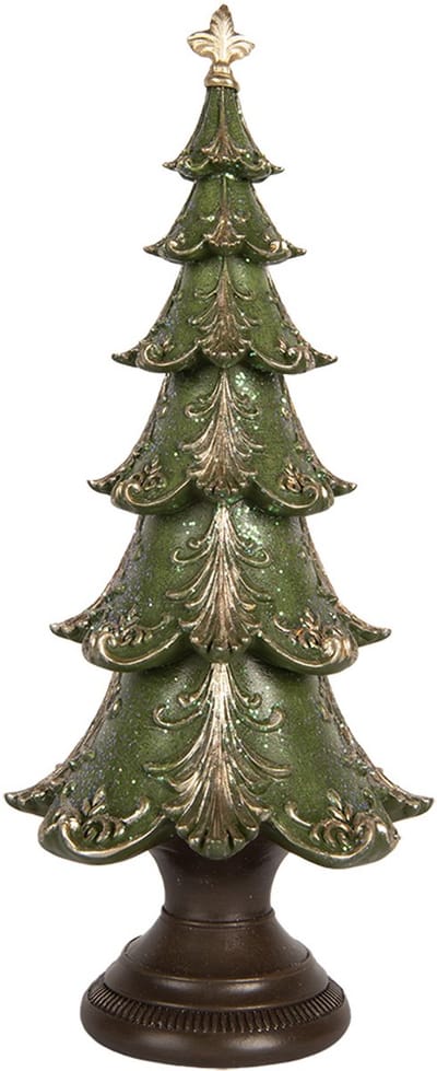 Clayre & Eef Kerstdecoratie Beeld Kerstboom Ø 18x41 cm Groen Kunststof