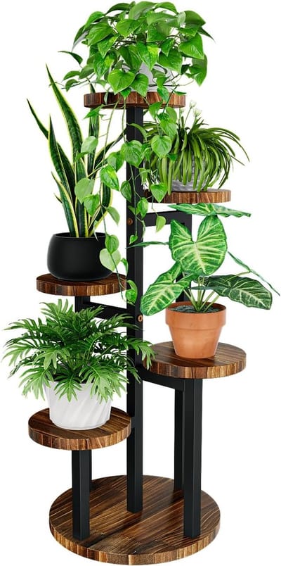 SNJY® Plantentafel - Plantentafeltje voor Binnen - Plantentrap - Plantenetagere - 85 cm Hoog - Bruin