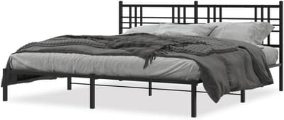 Metalen bedframe - Robuust bed - Slaapcomfort Creëren - Met hoofdeinde - 183 x 213 cm - Zwart