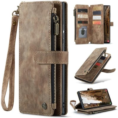 Portemonnee met Rits Kaart Telefoonhoesje Voor Samsung Galaxy S26 Ultra S25 Edge S24 FE S23 S22 S21 S20 Plus Note 20 Lanyard Leren Portemonnee Cover (Samsung S22)