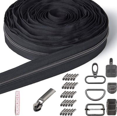 Ritssluiting per meter - Naaigerei Accessoires - Tassen Maken - Inclusief 25 Spanners - 9 Meter Lengte - Zwart