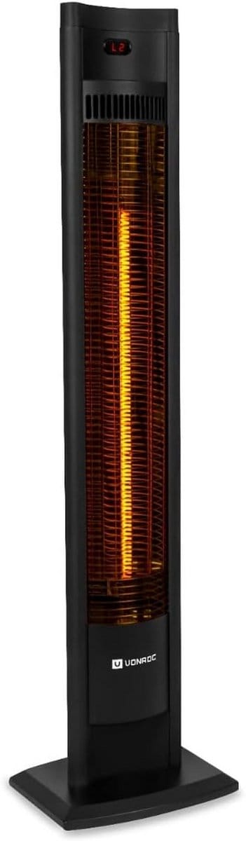 Terrasverwarmer - Staande heater - Buiten verwarmen - Carbon infrarood - 2000 Watt - Zwart