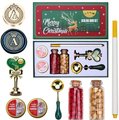 Kerst Waszegel Set - Briefzegel Kit - Feestelijke Decoratie - Compleet met Geschenkdoos - 23 x 11 x 4 cm