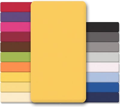 Lucina Hoeslaken Jersey Katoen Stretch 30cm Hoge Hoek - geel 200x200cm - 200x220cm