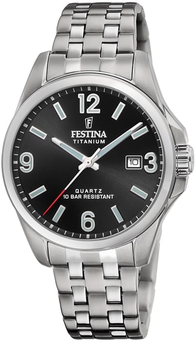 Festina F20696/3 Heren Horloge - Mineraalglas - Titanium/Staal - Zilverkleurig - Ø 41 mm - Quartz - Vouw/Vlindersluiting - 10 ATM (zwemmen)
