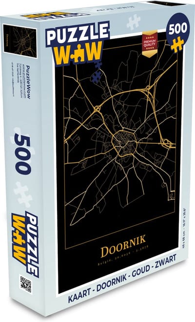 Puzzel Kaart - Doornik - Goud - Zwart - Legpuzzel - Puzzel 500 stukjes