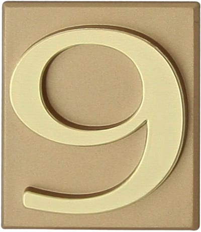 Domino® Deurnummer Zelfklevend INV - "9" - Goud - Woonhuisnummer Hotelkamernummer 40x47mm - Huisnummer Brievenbus Adresnummer Stickers - Huisnummerplaatje - Deur en Kamernummer - Lockernummer
