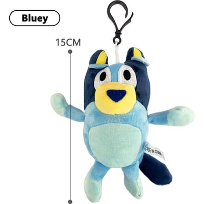 15CM Bluey Bing Bandit Et Chilli Peluches Dessin Animé Peluche Pendentif Famille de Quatre Personnages Anime Peluches Pour Enfants white