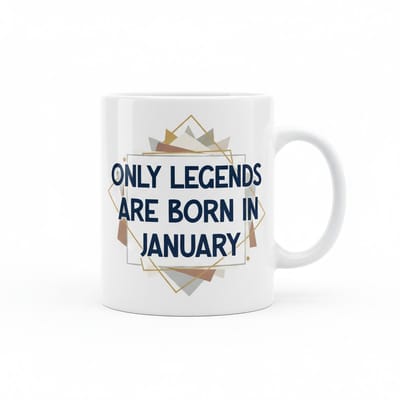 Only Legends Are Born in January Mok – Verjaardag Quote Geometrisch Design Koffiemok – 330 ml Keramische Mok