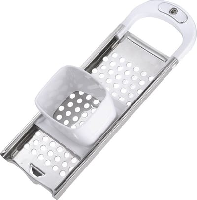 Westmark Spätzlehobel met deegschuif, spätzle-schaaf geschikt voor kookpotten tot ø 24, roestvrij staal/kunststof, Knöpfle, wit/zilver, 61122270