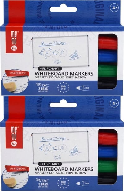 MemoBe MM350 Whiteboard Markers, Ronde Punt 3mm, 8 Stuks