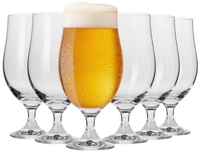 KROSNO | Lager Bierglazen | Set van 6 - 500 ml | Loodvrij kristalglas | Collectie Harmony | Perfect voor Thuis, Restaurants en Cafés | Vaatwasser Bestendig