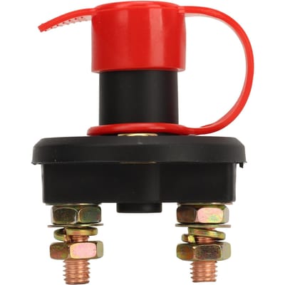 Batterij-loskoppelschakelaar DC12 tot 24V Stroomisolator Aan Uit Schakelaar met 2 Stroomuit-schakelaars 4 Messing Klemmen voor Auto black