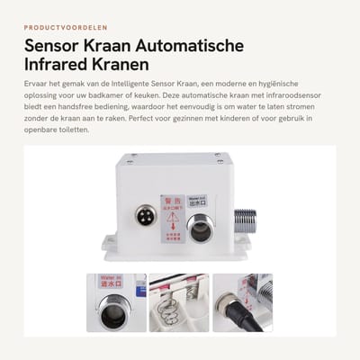Dailygoods- Sensorkraan Hoogwaardige Zinklegering - Automatische Kraan - Infrarood Sensor - Eén Gat Bevestiging - Waterdruk 0.05-0.6MPa - Temperatuur 0-80°C