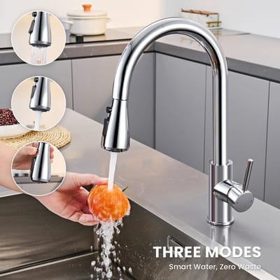 CECIPA Max Keukenkraan Uittrekbaar - 2 Functies （Waterstraalmodus + douchemodus）- 360° Draaibaar - RVS - Mengkraan Keuken - Chroom