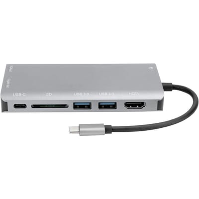 TypeC Docking Station Notebook Accessoires 8in1 4K USB3.0 Hub HDMI VGA o Poort Grijs