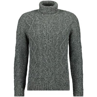 Ragman Trui Col Cable Design Pullover Donker Grijs Melange / male