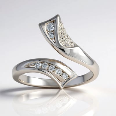 Cavill - Zilveren ring - 925 Sterling zilver - Witte topaas 0 13 ct - Modern gedraaid design met sprankelende accenten - Elegant en tijdloos