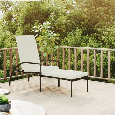 vidaXL - Ligbed - met - voetensteun - polyetheen - rattan - zwart