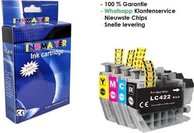Inkmaster Premium huismerk hoge capaciteit Geschikt voor Brother 422 / LC-422 XL inktcartridges - Multipack 4 Kleuren - Geschikt voor Brother MFC-J5340DW, J5345DW, J5740DW, J6540DW en J6940DW