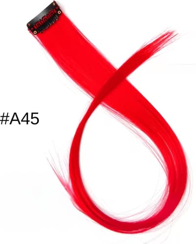 2 x Clip in Hairextension STIJL 45cm - ROOD - #A45 - nephaar - Hair extension | haar extensie- carnaval haar - gekleurde extensions - extensions met clip - Rood - nep haar