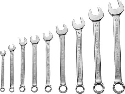 9-delige ringsteeksleutelset, metrische maten 8-24 mm, zeer sterke gezandstraalde moersleutelset van CR-V-staal, set met rolzak