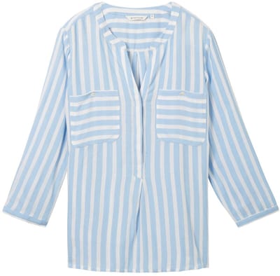 Tom Tailor - Blouse met streepmotief - Maat 36 - offwhite blue vertical stripe