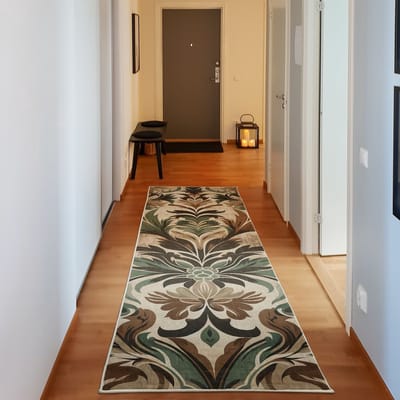 ABAKUHAUS Vloerkleed - Woonkamer Tapijt - Boho – 76 x 229 cm – Hoogpolig – beige chocolade