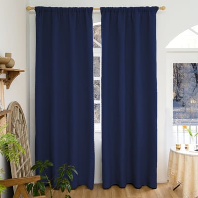 Mupoo Thermisch Gordijn – Dubbellaags Dik Isolerend Verduisterend Gordijn – Geluidsisolerend, Kou- en Hittewerend – Donkerblauw, 140×175cm – voor Slaapkamers en Woonkamers