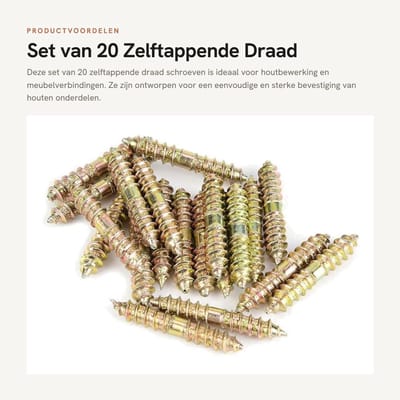 Dailygoods- Deuvelschroef 20 Stuks - Zelftappende Schroef - Houtbewerking - Meubels Connector - Dubbelzijdige Schroef - Premium Ijzer Materiaal - Houtschroef