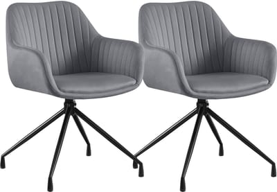 CLP Welby Set van 2 eetkamerstoelen - met armleuning - klassiek - draaibaar - Fluweel/donkergrijs