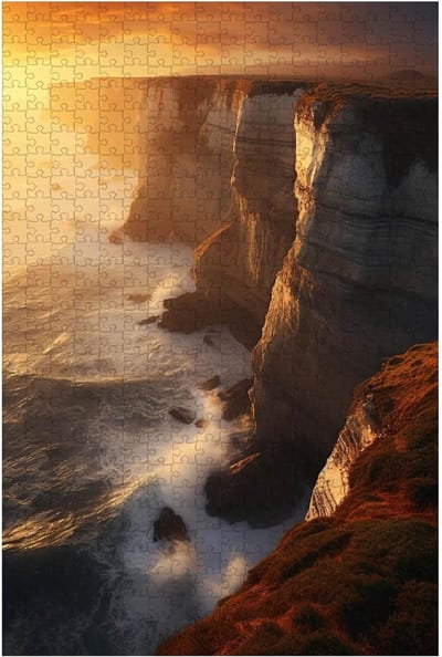 Houten Puzzel - Landschap Puzzel - Ontspanning Thuis - 1000 Stukjes - 50 x 75 cm - Kust Zonsopgang