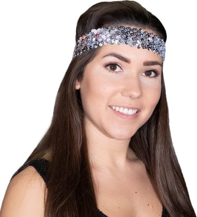 5 stuks pailletten haarbandje - Zilver - Disco
