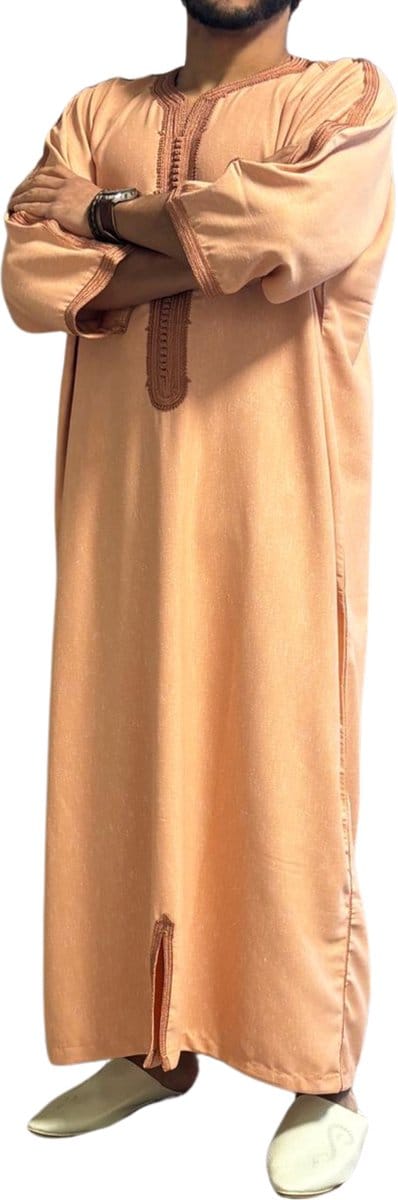 Oranje Kandora Qamis Abaya - Marokkaanse traditionele Djellaba/kandora - Handgemaakt