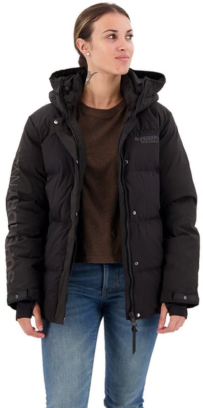 Superdry City Padded Hooded Wind Parka Zwart 2XS Vrouw