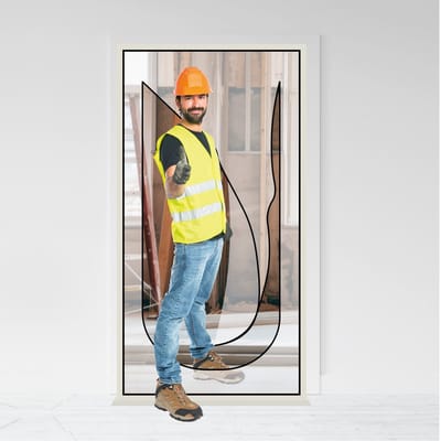 Kaaiman® Stofdeur – U-Vorm - Transparante Stofdeur met Gestikte Rits - Inclusief Tape - Afdekfolie - Bouwfolie - Afdekzeil - Verbouwing - Verbouwen - Schilderen - Afdek Folie - Afplakken - Afplakzeil - Bouwzeil