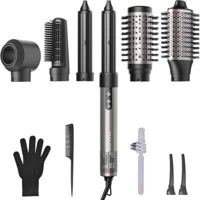 6-in-1 Haardrogerborstel en Styler – Professionele Föhnborstel voor Krullen en Volume