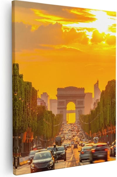 Artaza Canvas Schilderij Arc De Triomphe Bij De Autoweg - 40x50 - Foto Op Canvas - Canvas Print