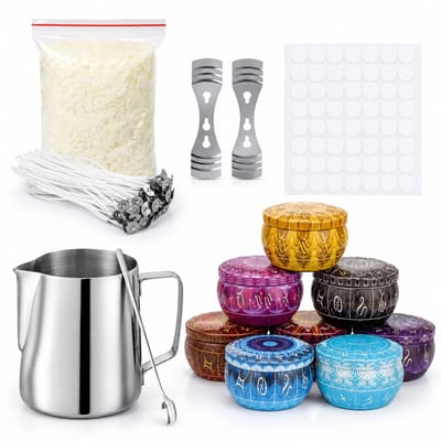 ZoeZo Kaarsen Maken Set - Inclusief 500 gram sojawas en smeltplan - Zelf kaarsen maken - Kaarsenlont - Soy wax - Hobbypakket