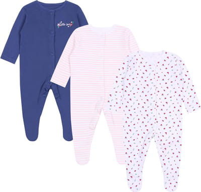 3x Katoenen babyromper met bloemen, OEKO-TEX certificaat