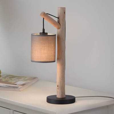JUST LIGHT. GmbH Groene Tribu tafellamp, papier, hout, hoogte 53 cm