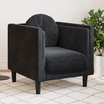 vidaXL - Fauteuil - met - kussen - fluweel - zwart