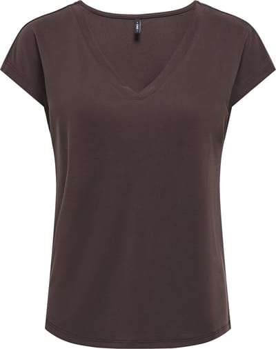 Only bruine dames t-shirt   V-hals   Regular fit   Duurzaam   Korte mouw Bruin S
