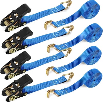 Spanbanden met ratel en haken - TÜV/GS Gecertificeerd - 6 meter x 25 mm - Set van 4 stuks