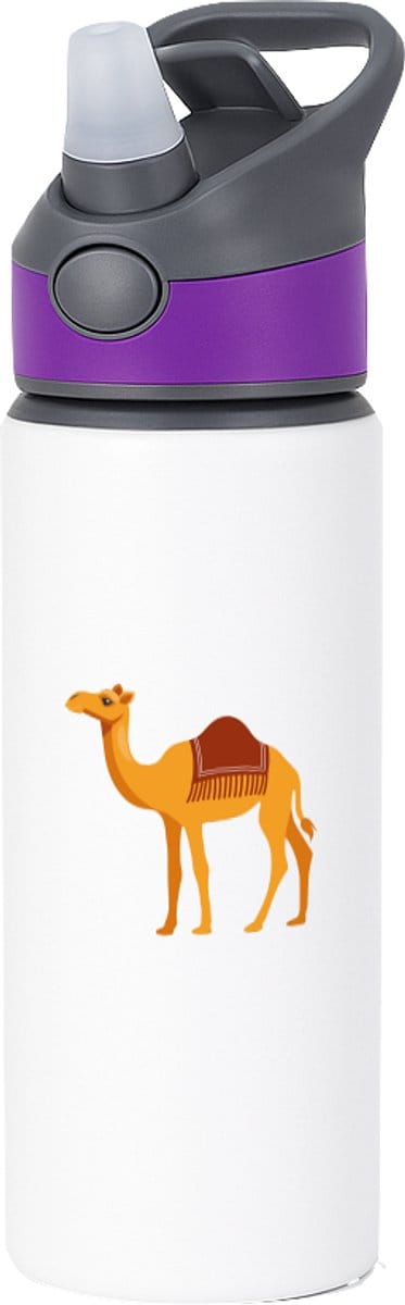 Hacebo® - Kamelen waterfles met rietje paars - Alpaca - Dieren liefhebbers - Dieren - dromedaris - water fles - 650ML