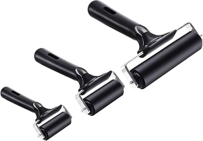 Rubberen brayerrollers - Set van 3 (6 cm/10 cm/15 cm) - Aandrukrol voor inkt, kleurblok, printen, behang en kunsthandwerk